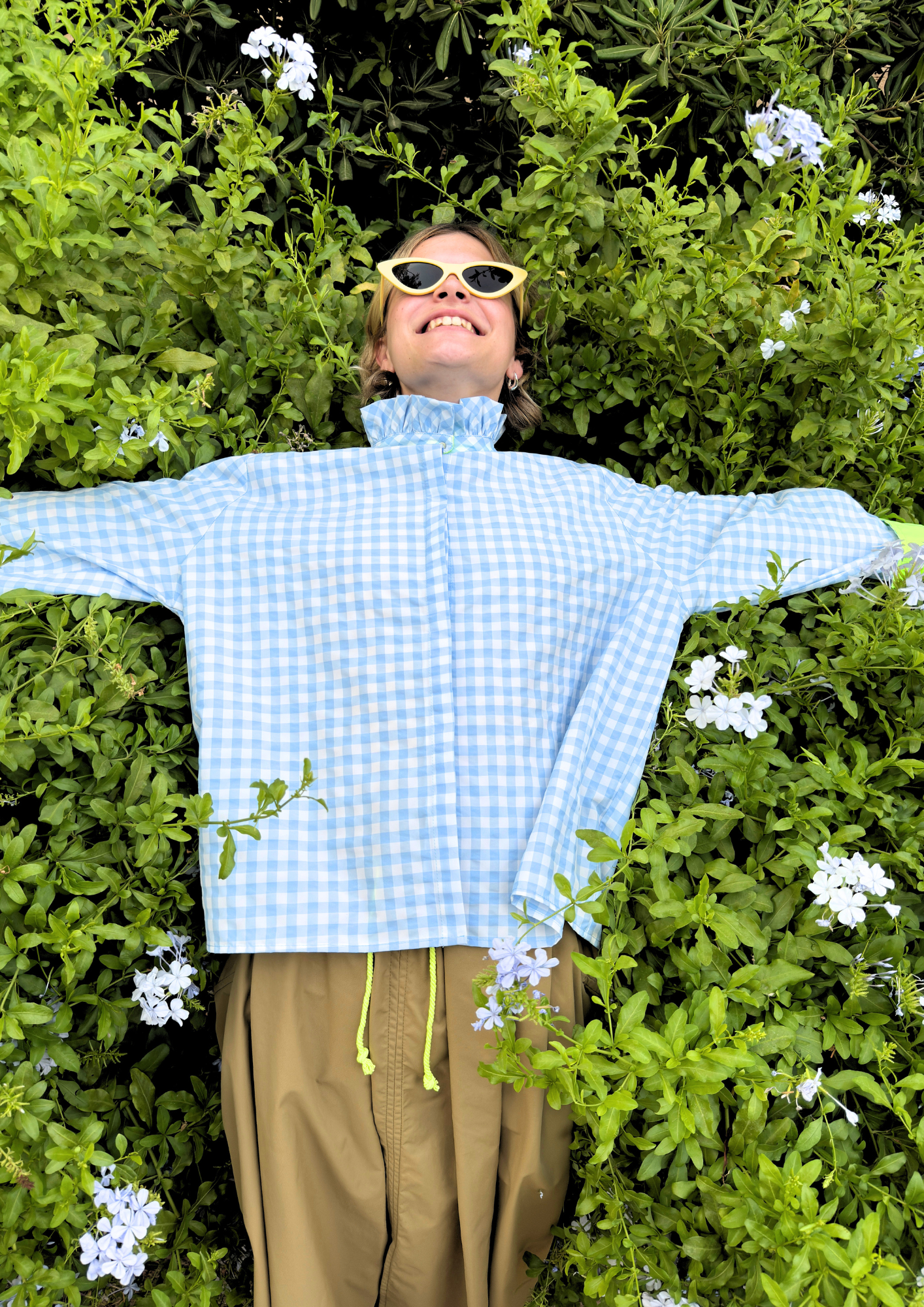 Chemise technique Vichy bleu ciel