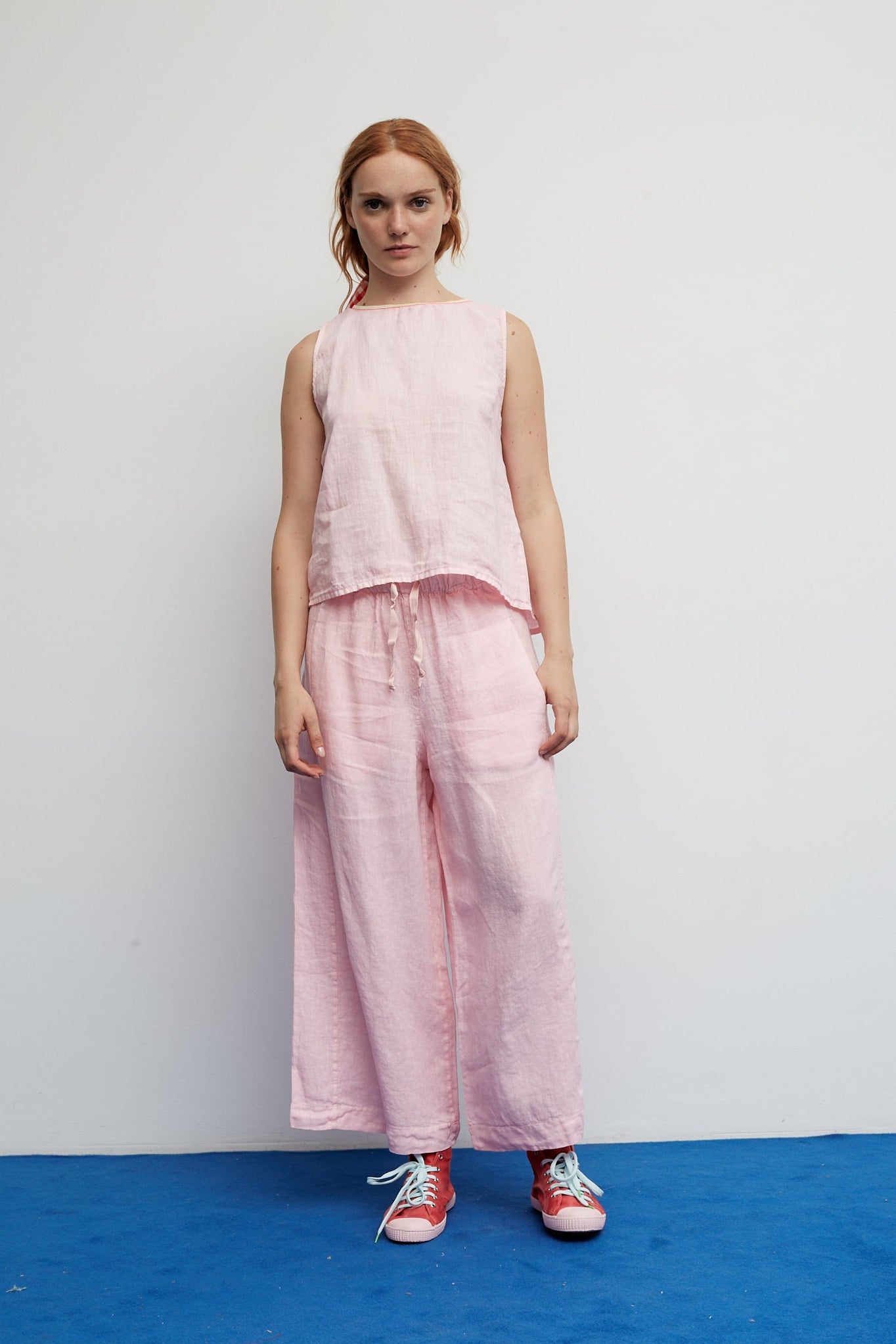 Pantalón Bomba Lino Rosa