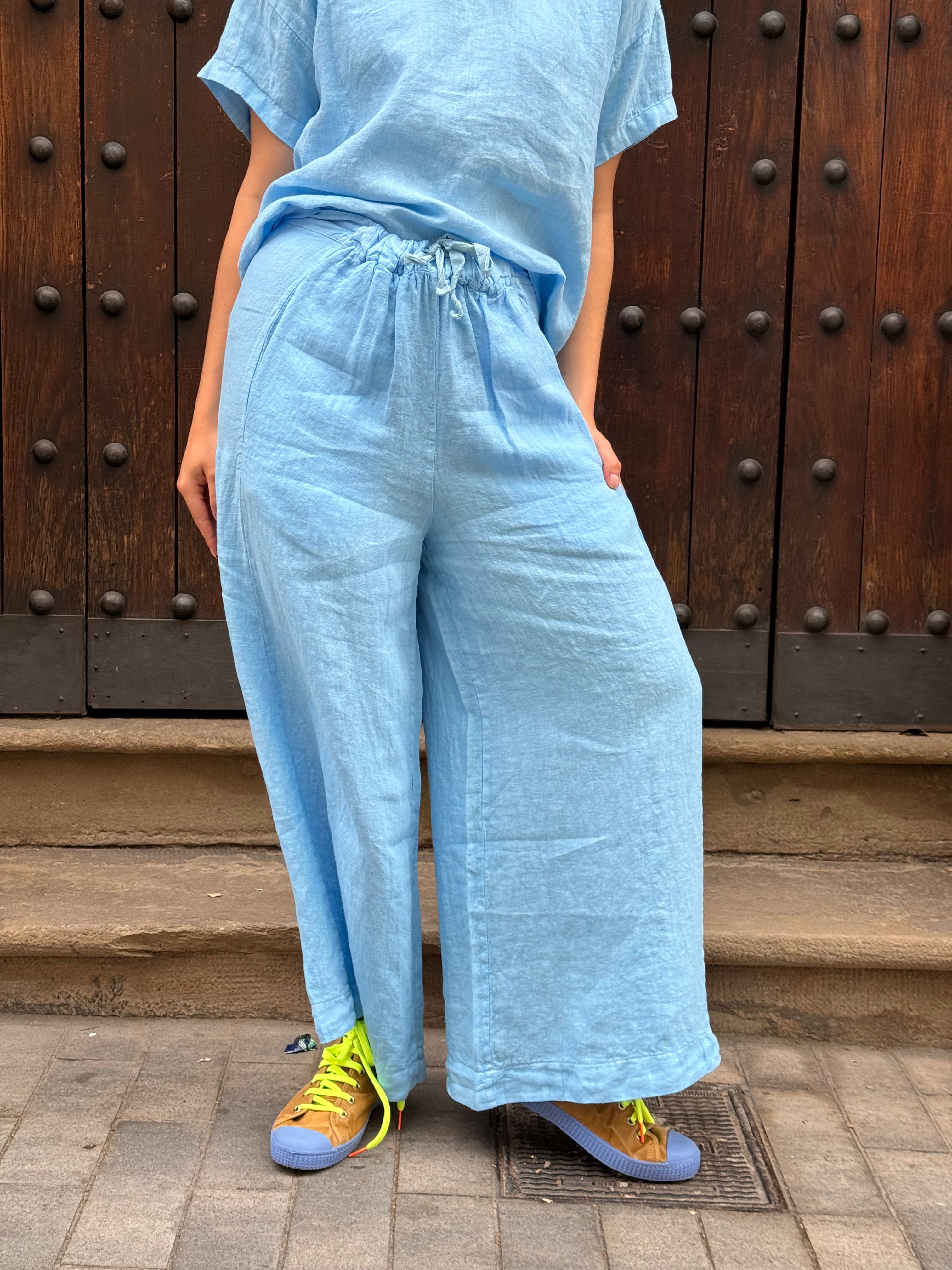 Sky Linen Bomba Pants