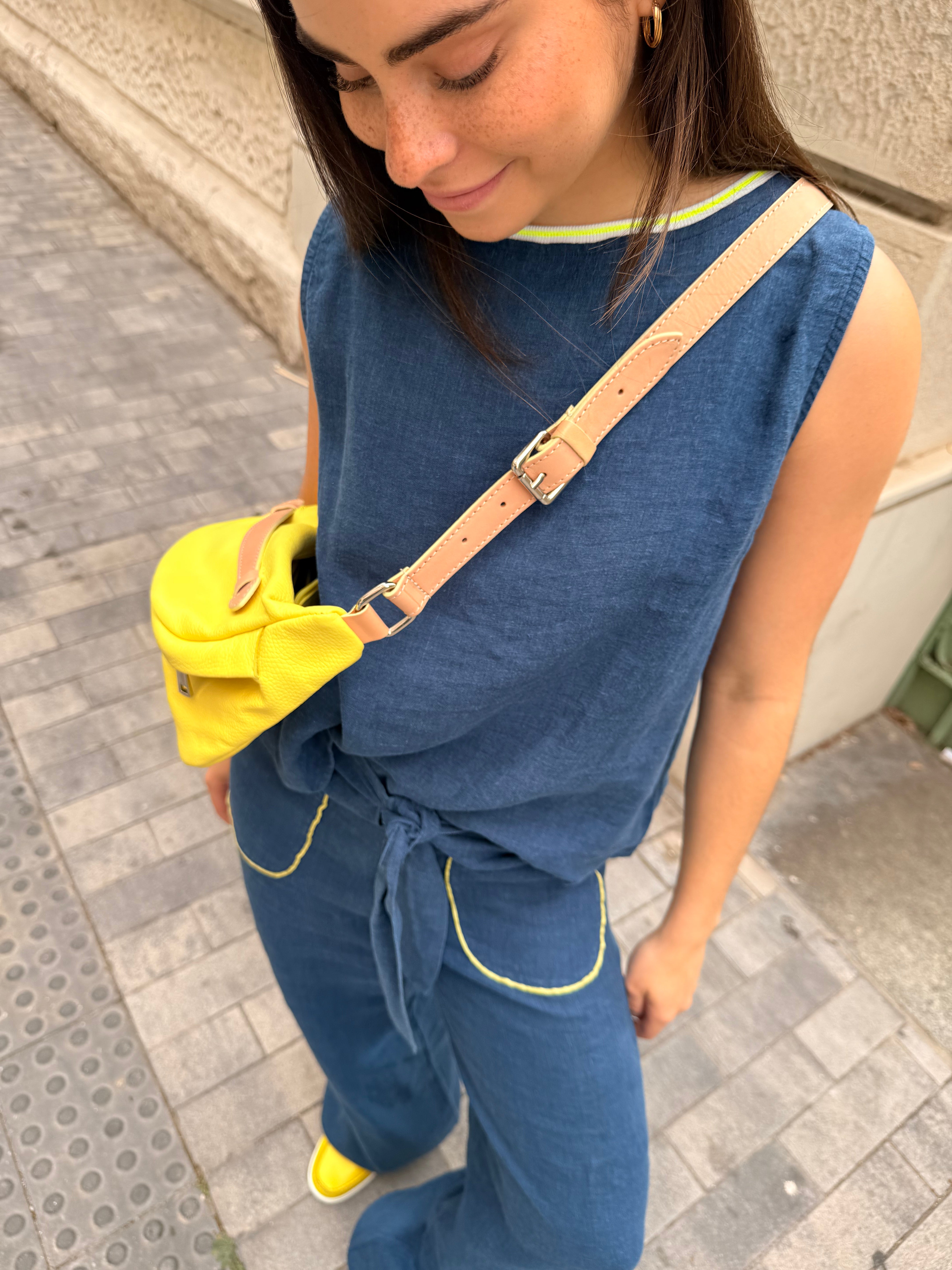 Leinen-Top Ana in Blau