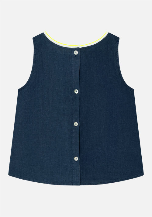 Leinen-Top Ana in Blau