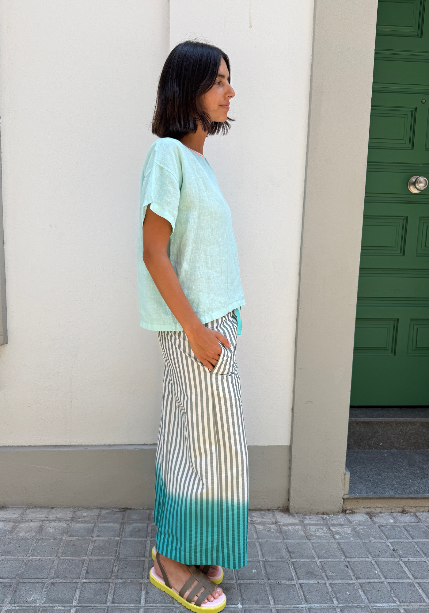 Blouse Flake en lin Aqua