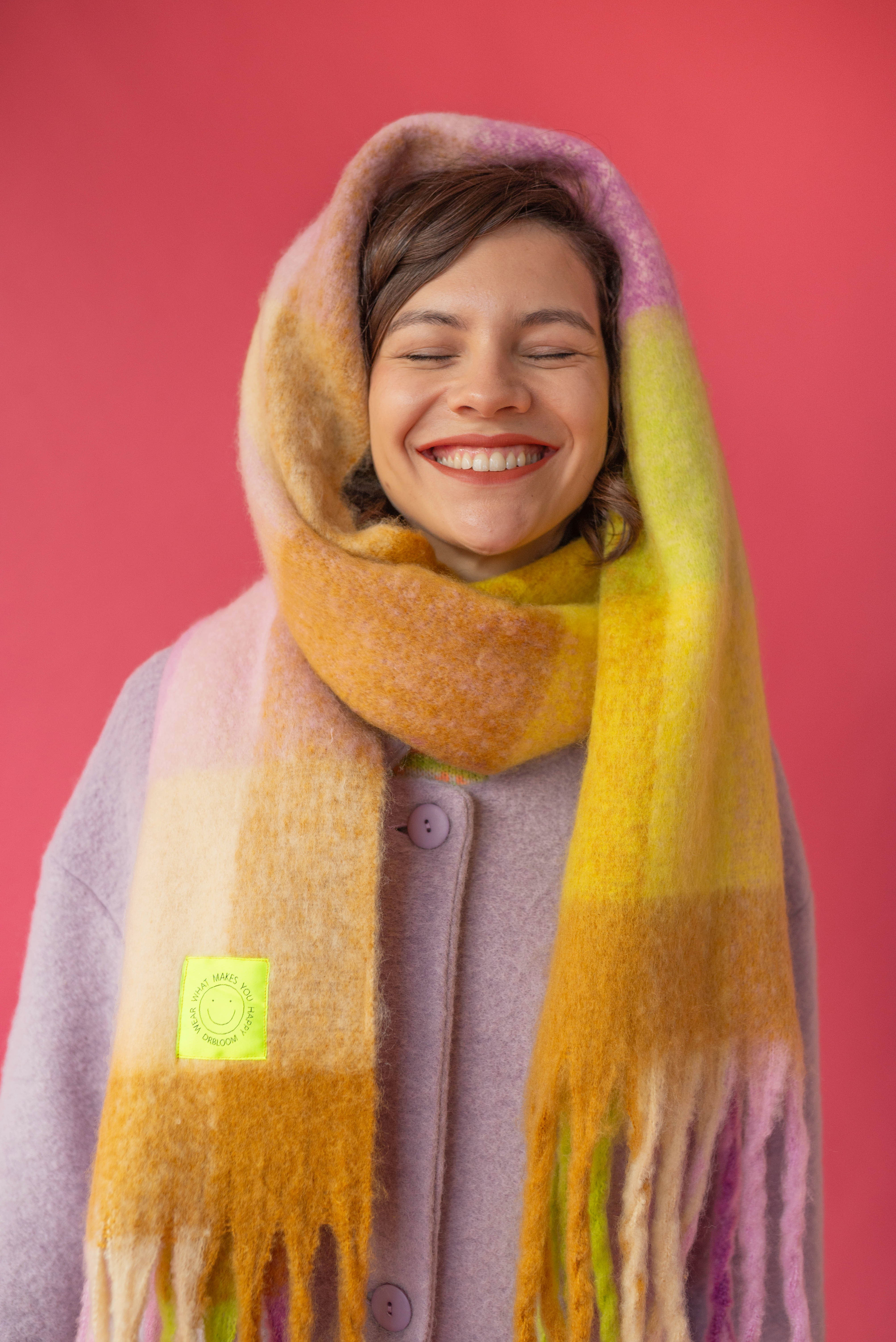 Schal Karo Lila/Gelb