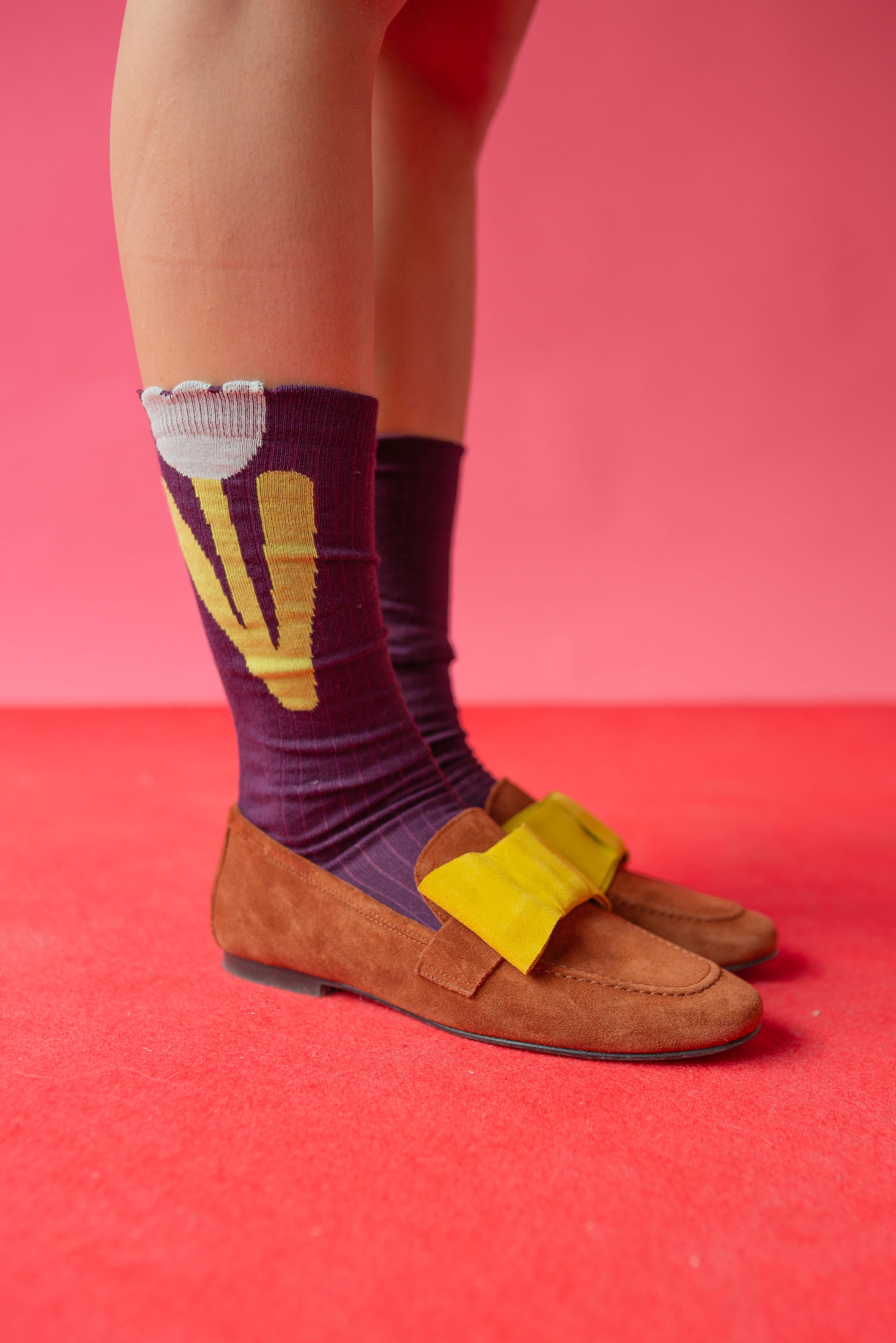 Eggplant Tulip Socks