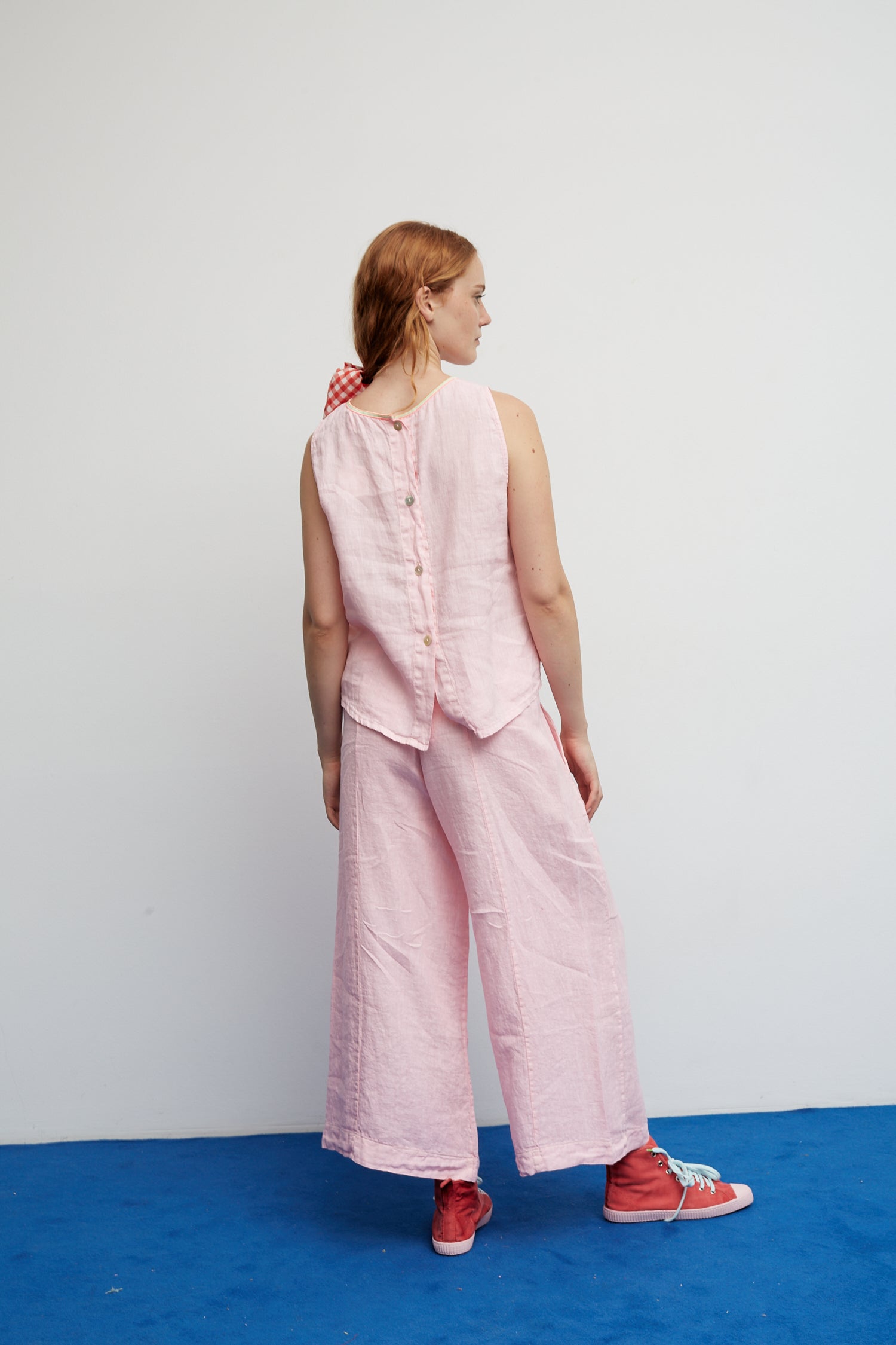 Pantalón Bomba Lino Rosa