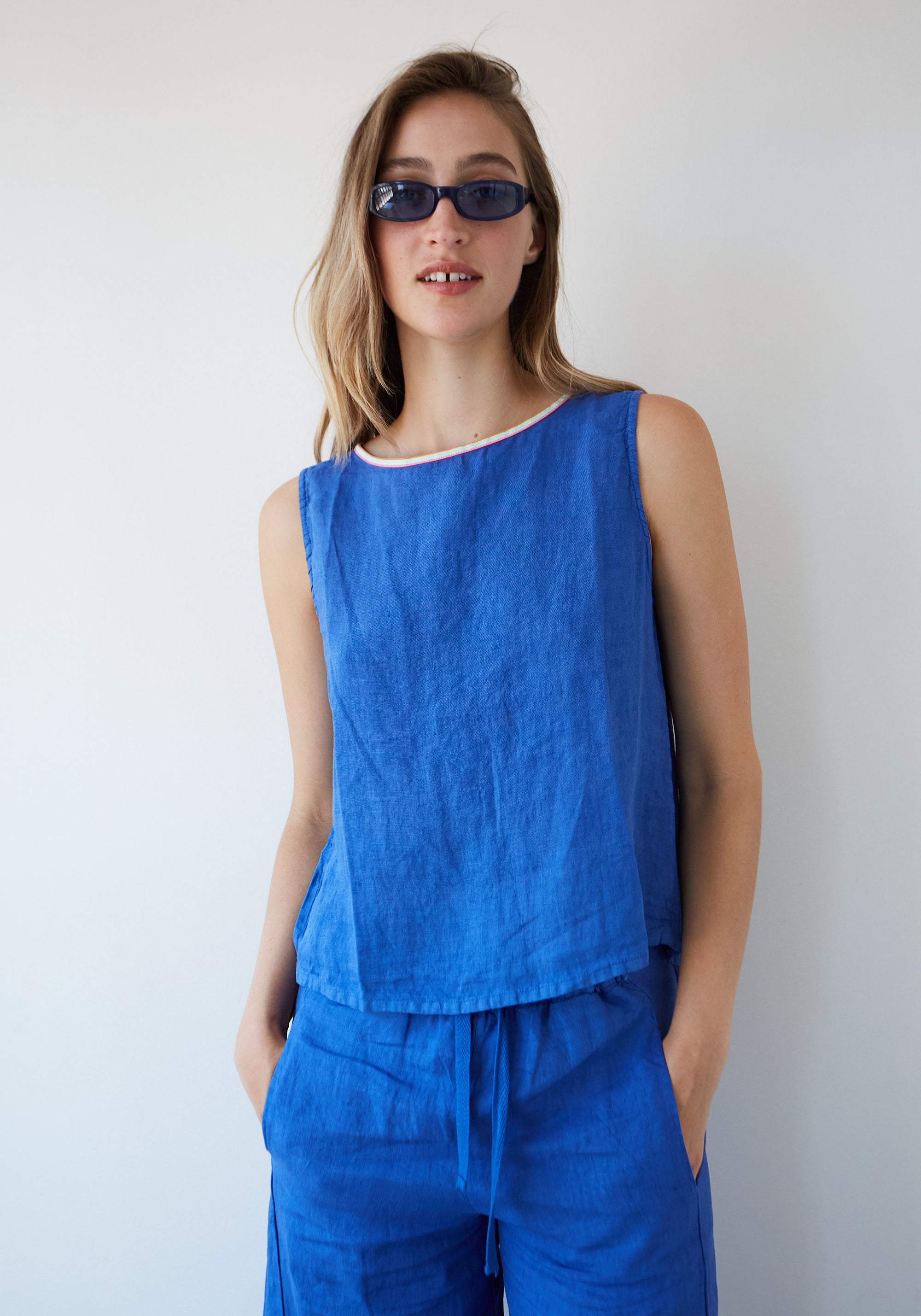 Blue Ana Linen Top
