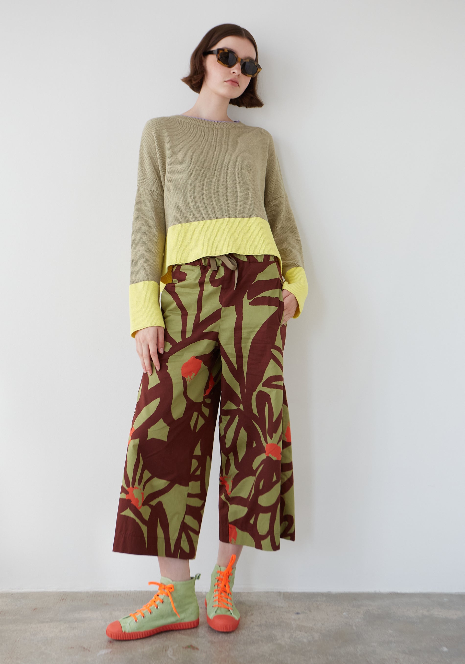 Khaki Flowers Bomba Pants