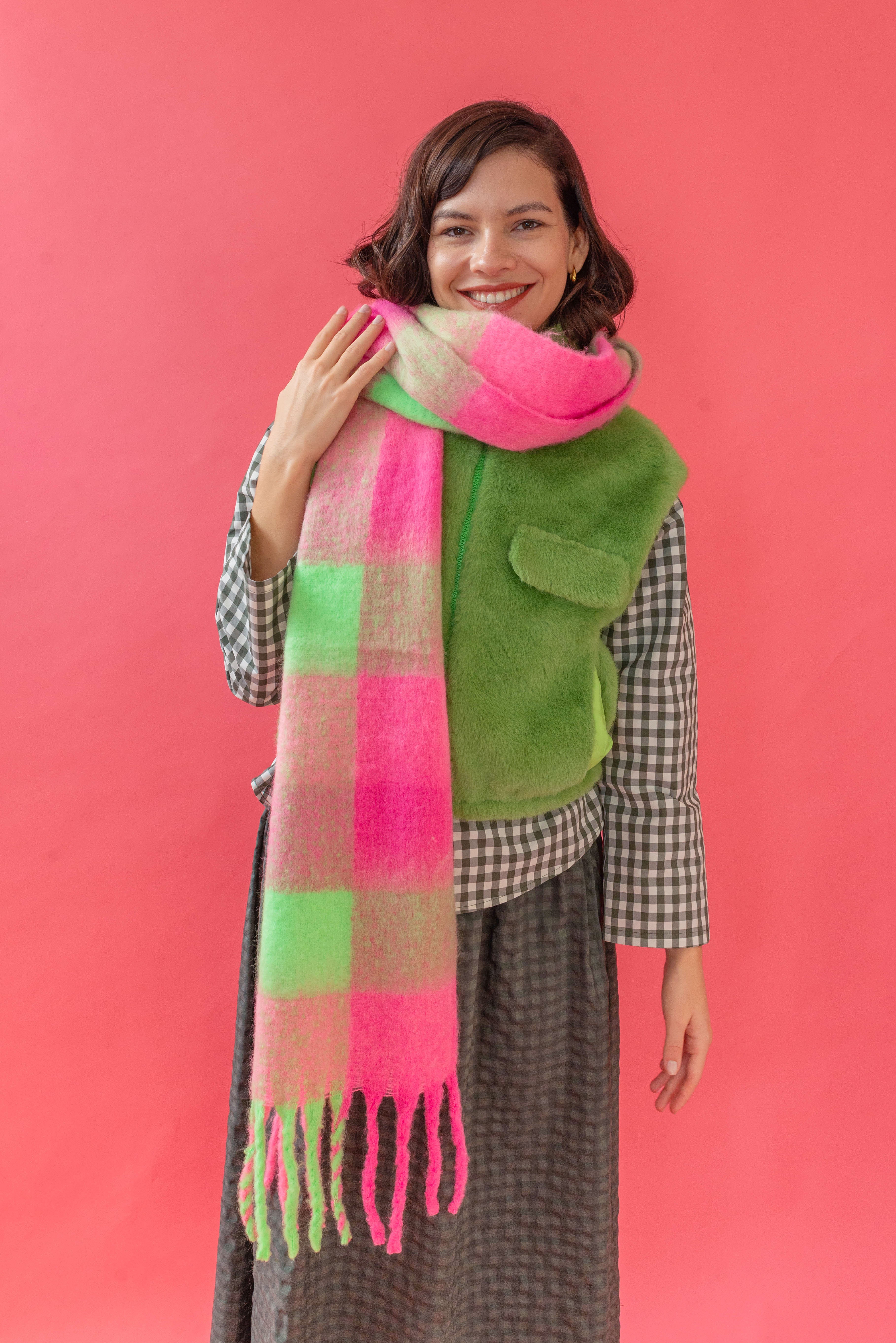 Bufanda Cuadros Rosa/Lima