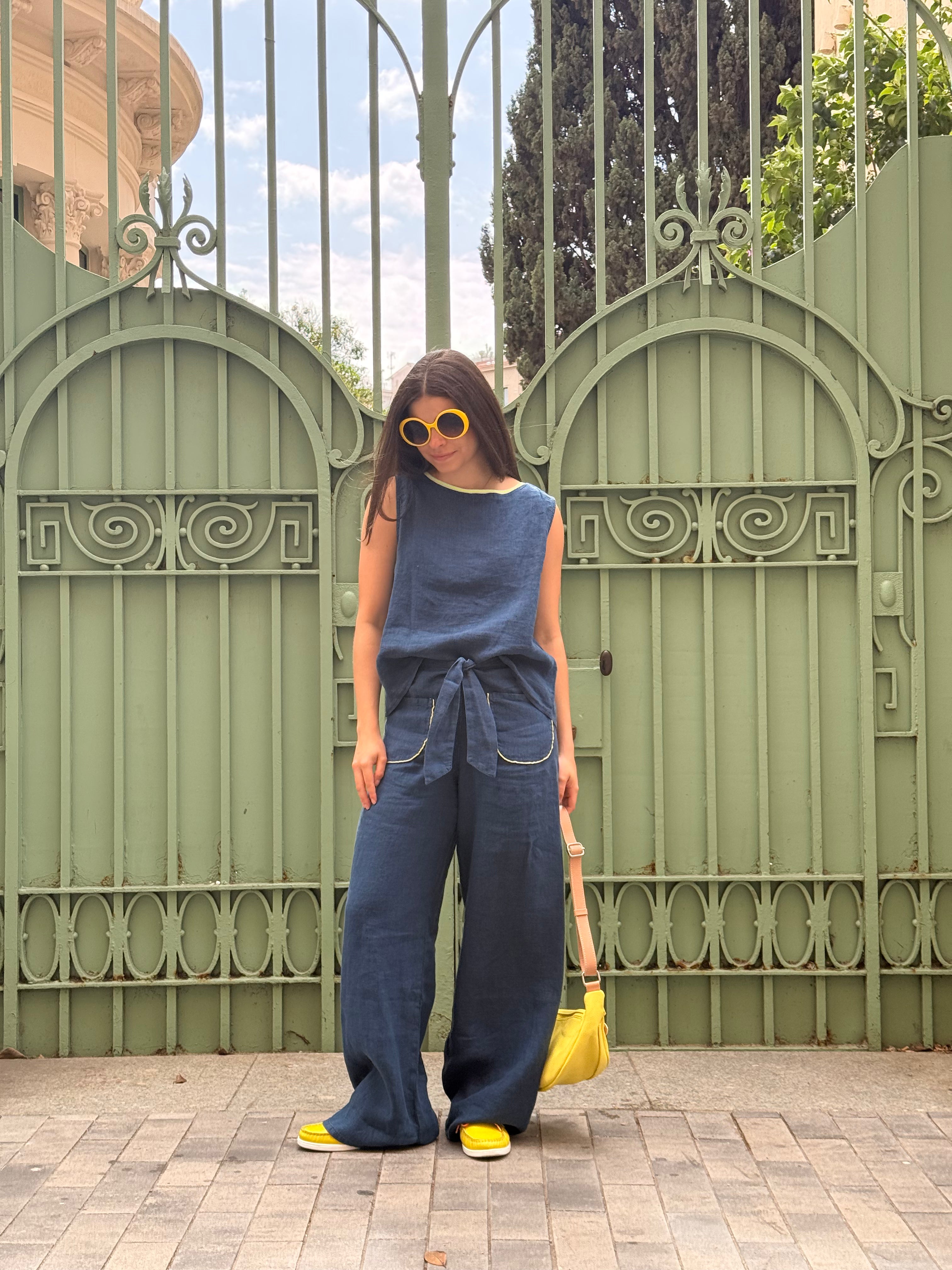Blue Linen Lazo Pants