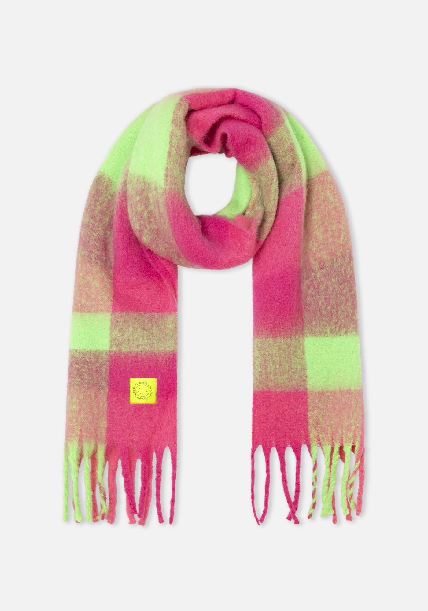 Schal Karos Rosa/Limette