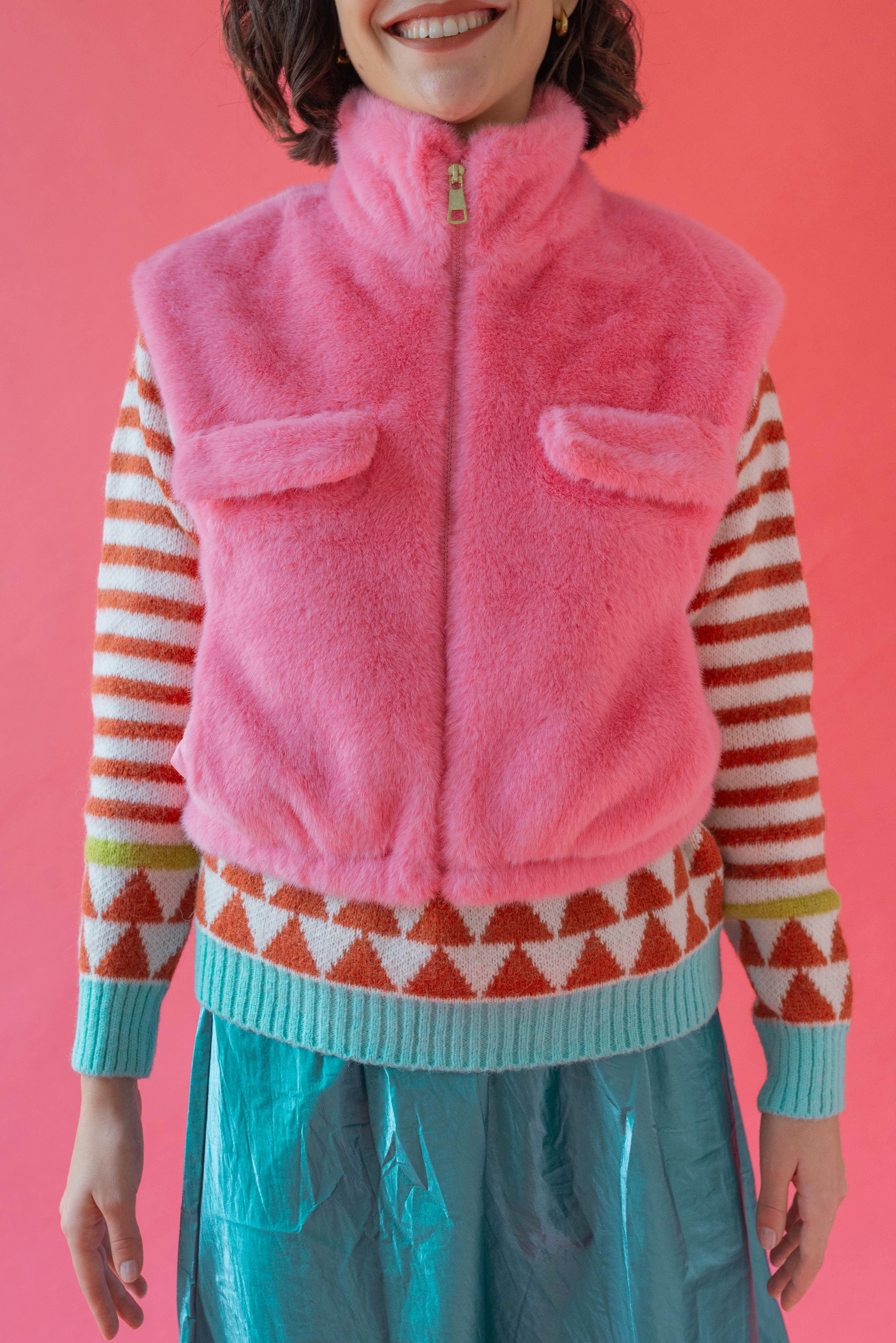 Chaleco Pelo Rosa